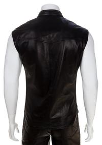 A Gianni Versace Black Leather Men's Vest, No size.