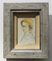 Carolyn Plochmann, (American, b. 1926) , Woman with Orange Hat