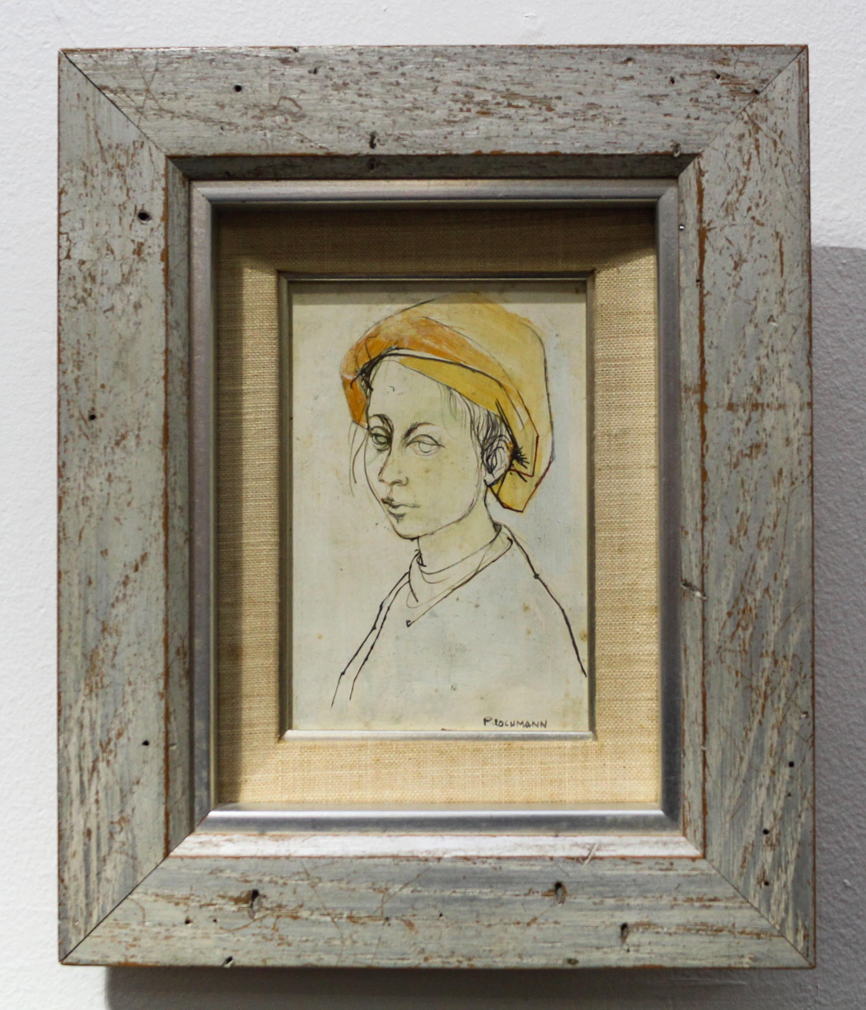 Carolyn Plochmann, (American, b. 1926) , Woman with Orange Hat