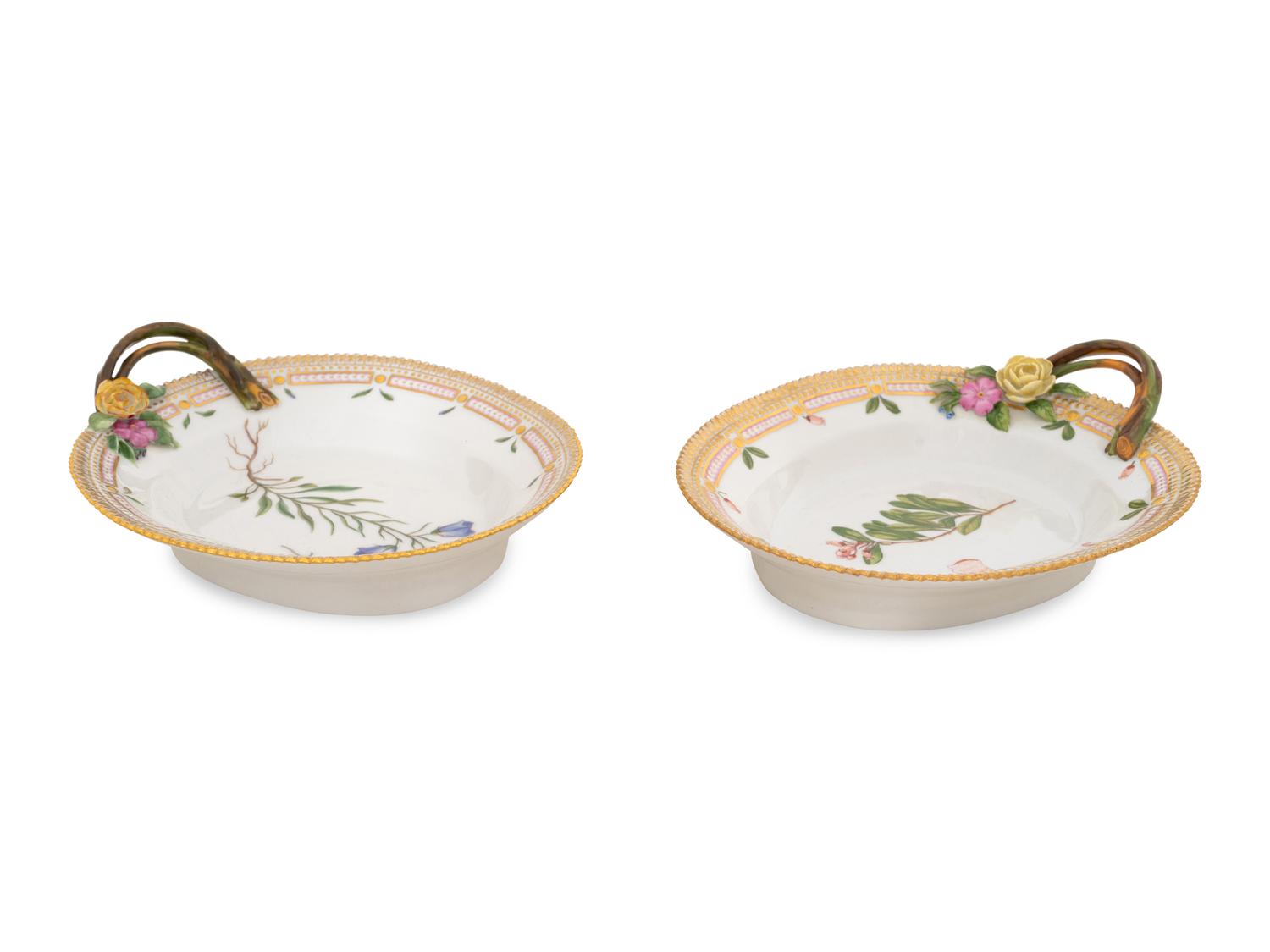 Two Royal Copenhagen Flora Danica Oval Serving Dishes