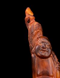 A Pair of Chinese Carved Buffalo Horn Figures