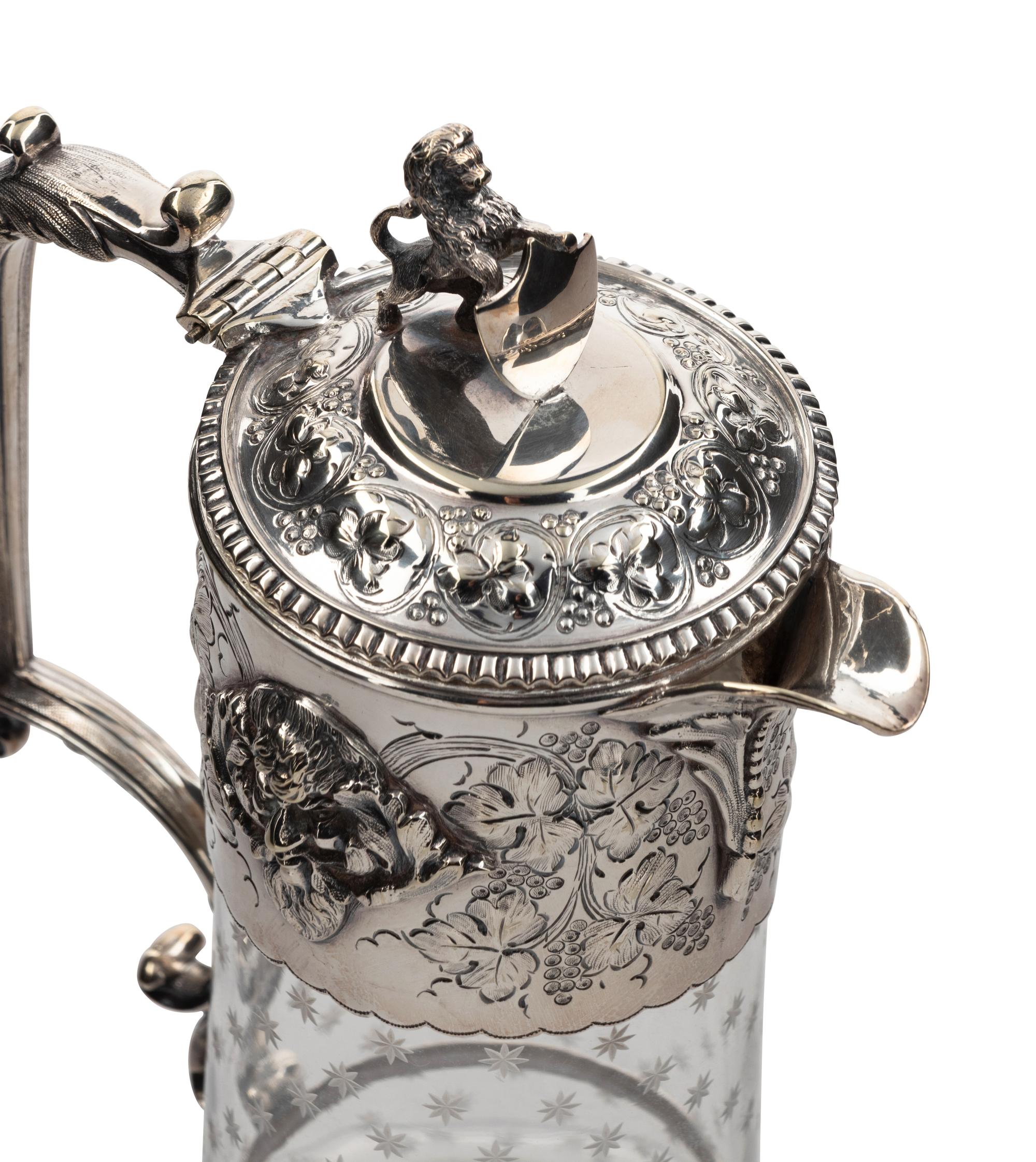 A Victorian Silver-Plate Mounted Cut Glass Claret Jug