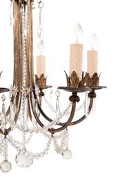 A Continental Gilt Metal and Cut Glass Six-Light Chandelier