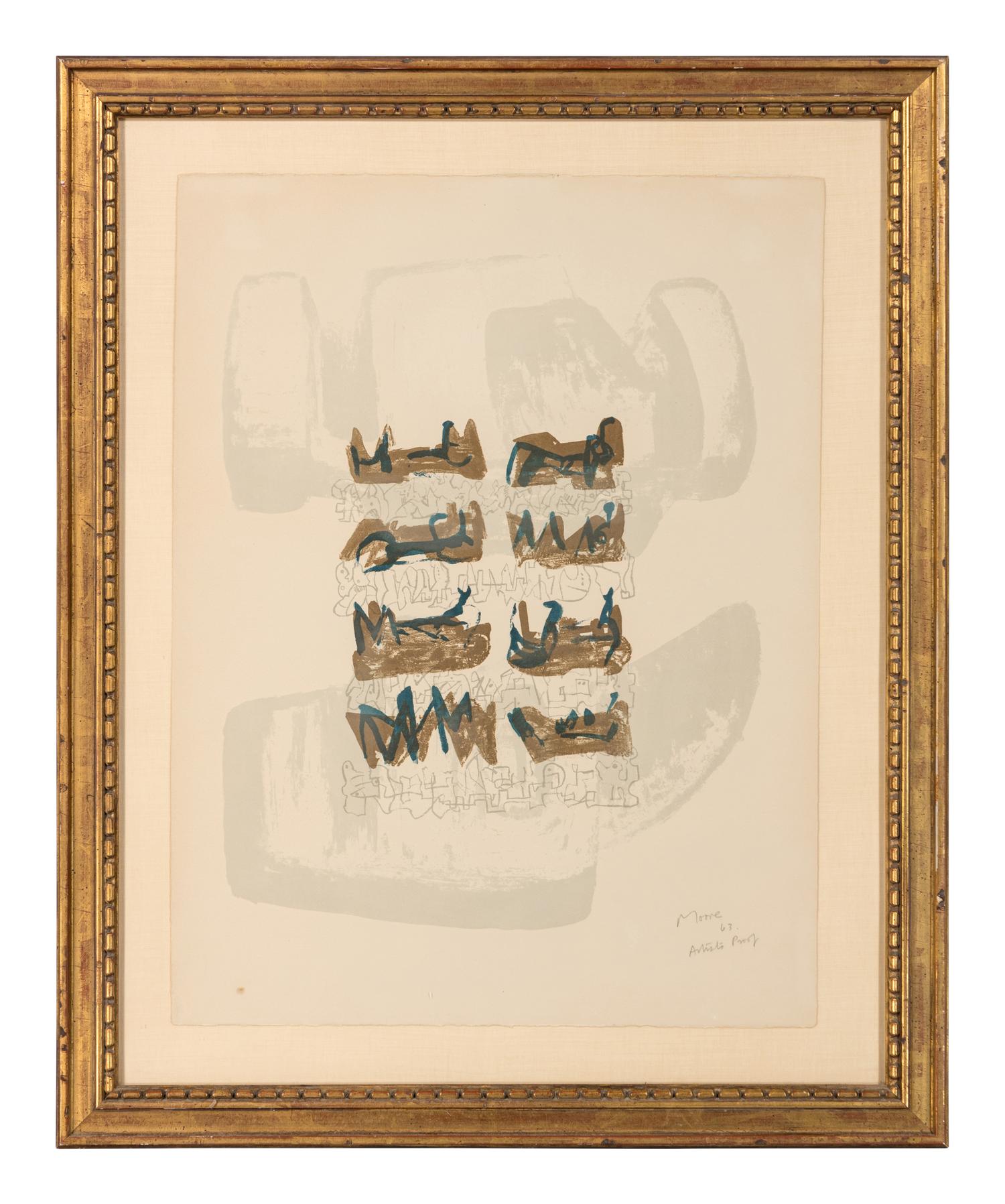 Eight Reclining Figures on a Rock Background , 1963