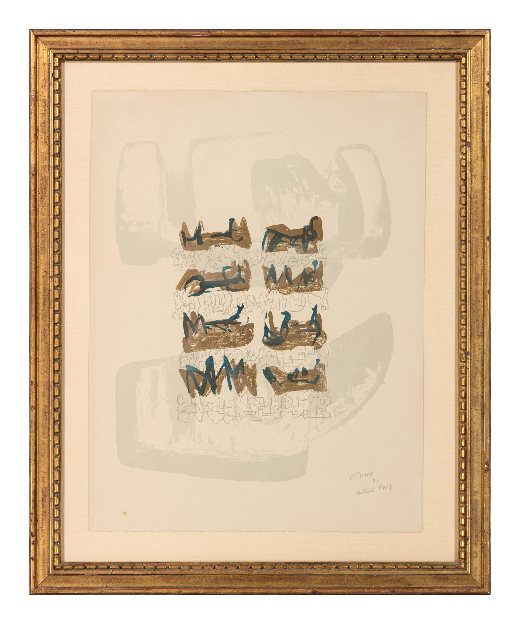 Eight Reclining Figures on a Rock Background , 1963