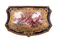 A Sèvres Style Painted and Parcel Gilt Porcelain Table Casket