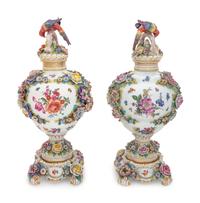 A Pair of German Porcelain Urns