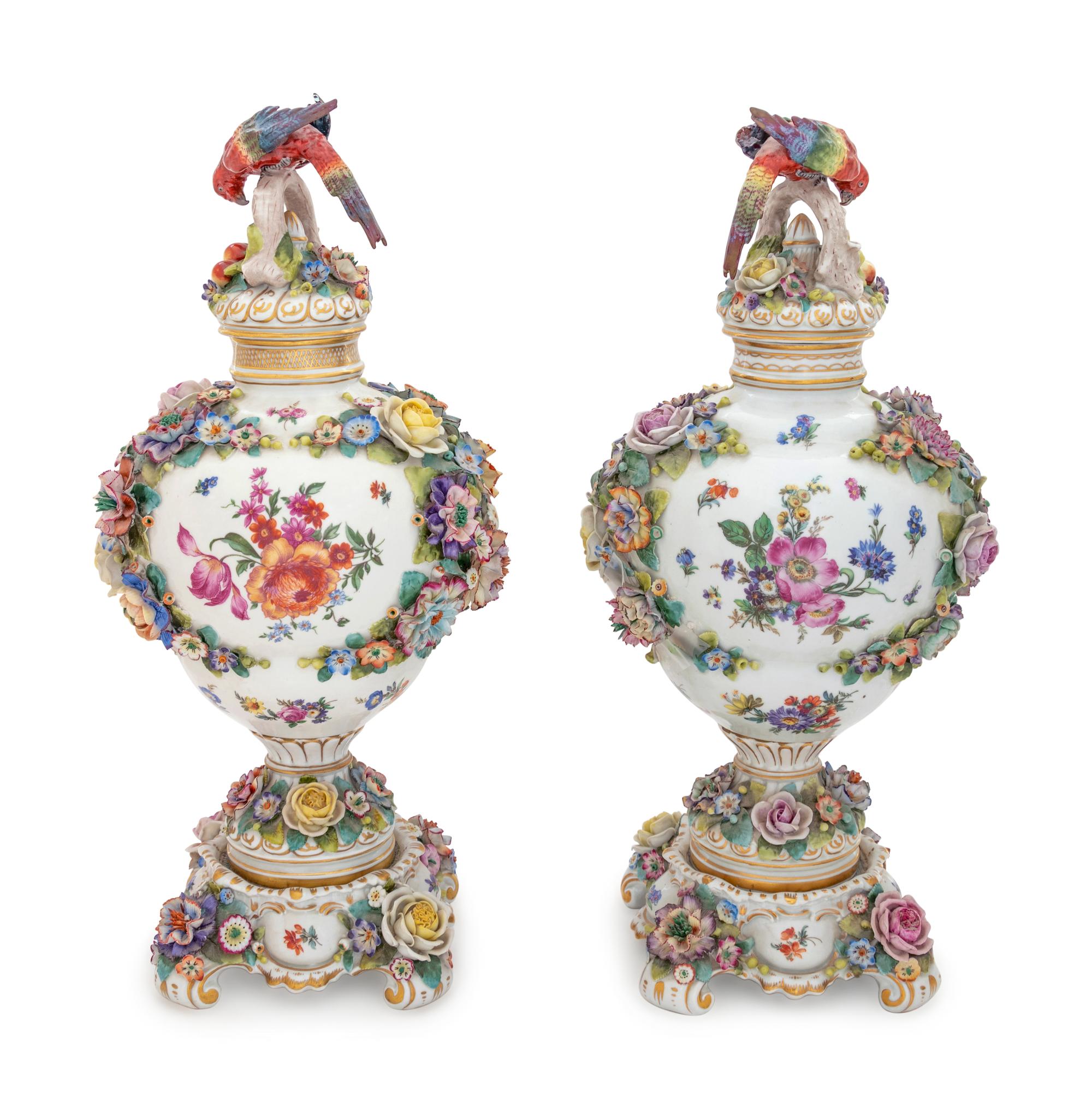 A Pair of German Porcelain Urns