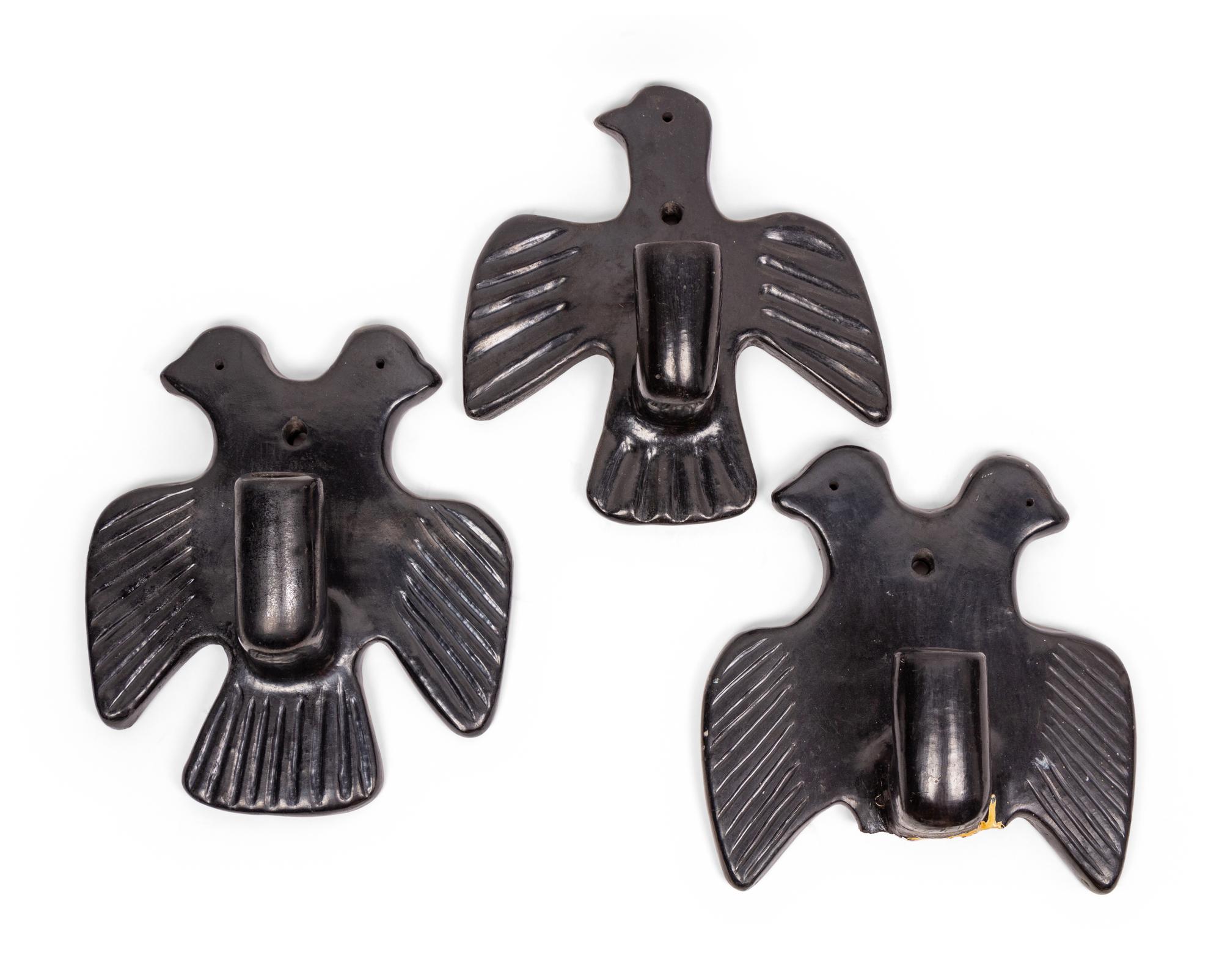 A Group of Blackware Wall Sconces by Domingita Naranjo