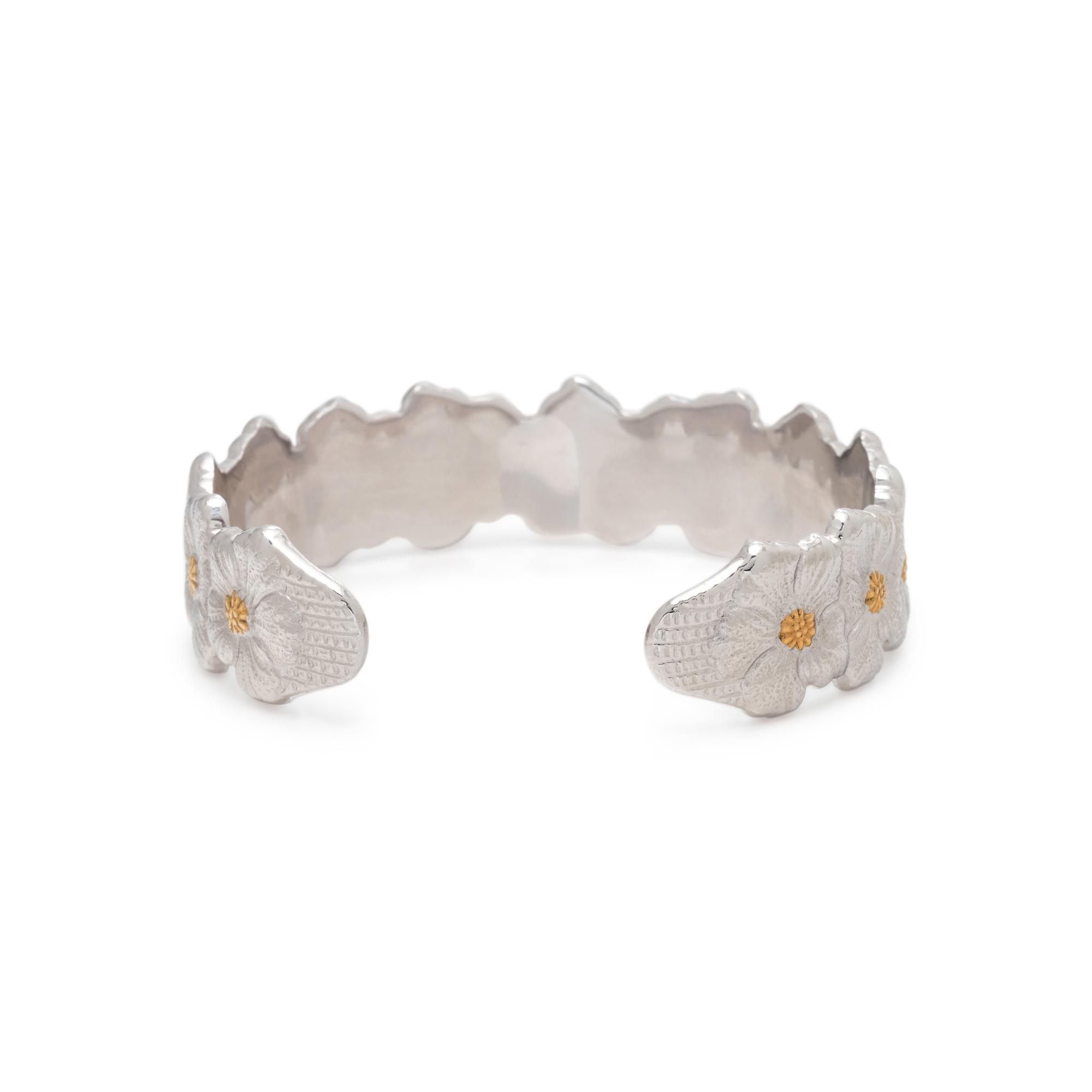 BUCCELLATI, STERLING SILVER AND YELLOW GOLD 'BLOSSOMS' CUFF BRACELET