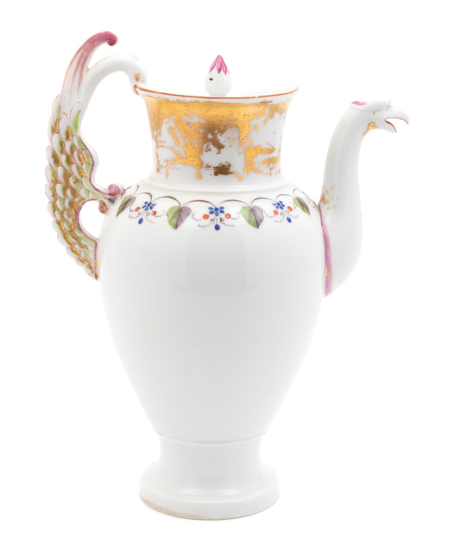 A Russian Popov Porcelain Coffee Pot Height 10 1/2 inches. — 19TH CENTURY