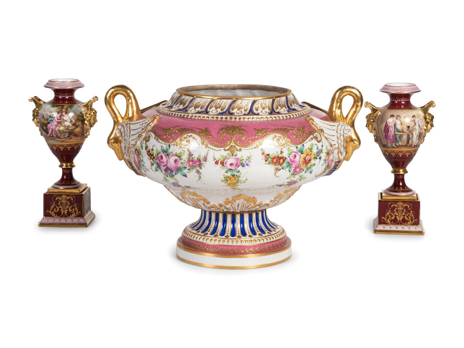 Three Continental Porcelain Articles