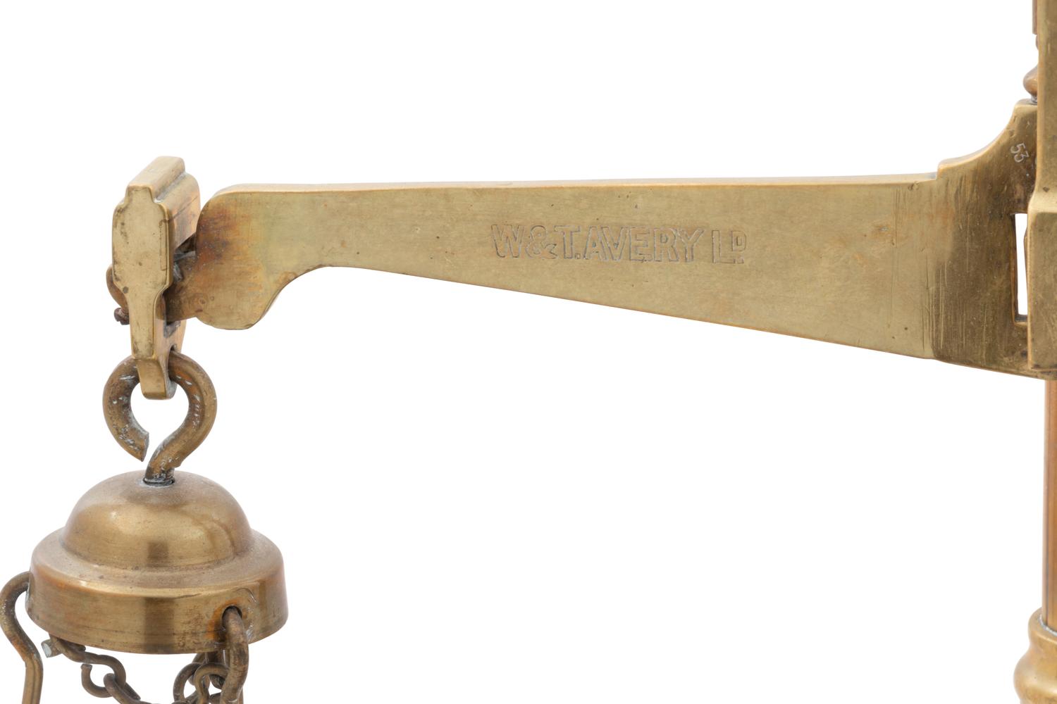 A Pair of English Brass Scales with Weights