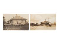 [RAILROADS]. Over 120 RPPCs & photographs of railroad stations, train depots, and roundhouses.
