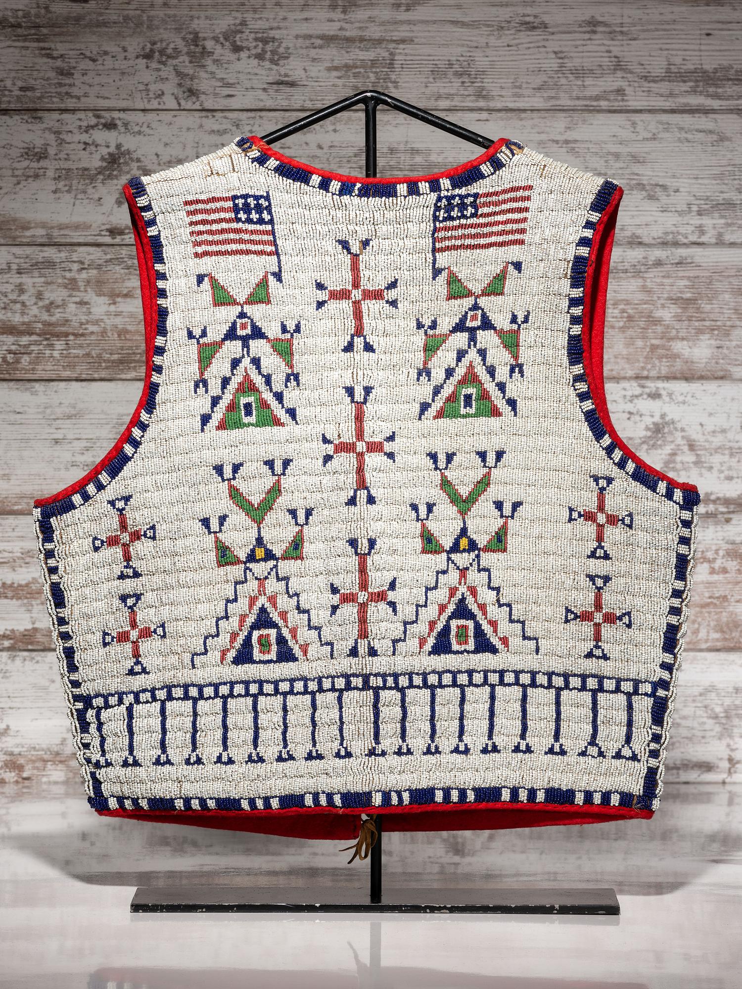 Sioux Beaded Hide Vest, with American Flags