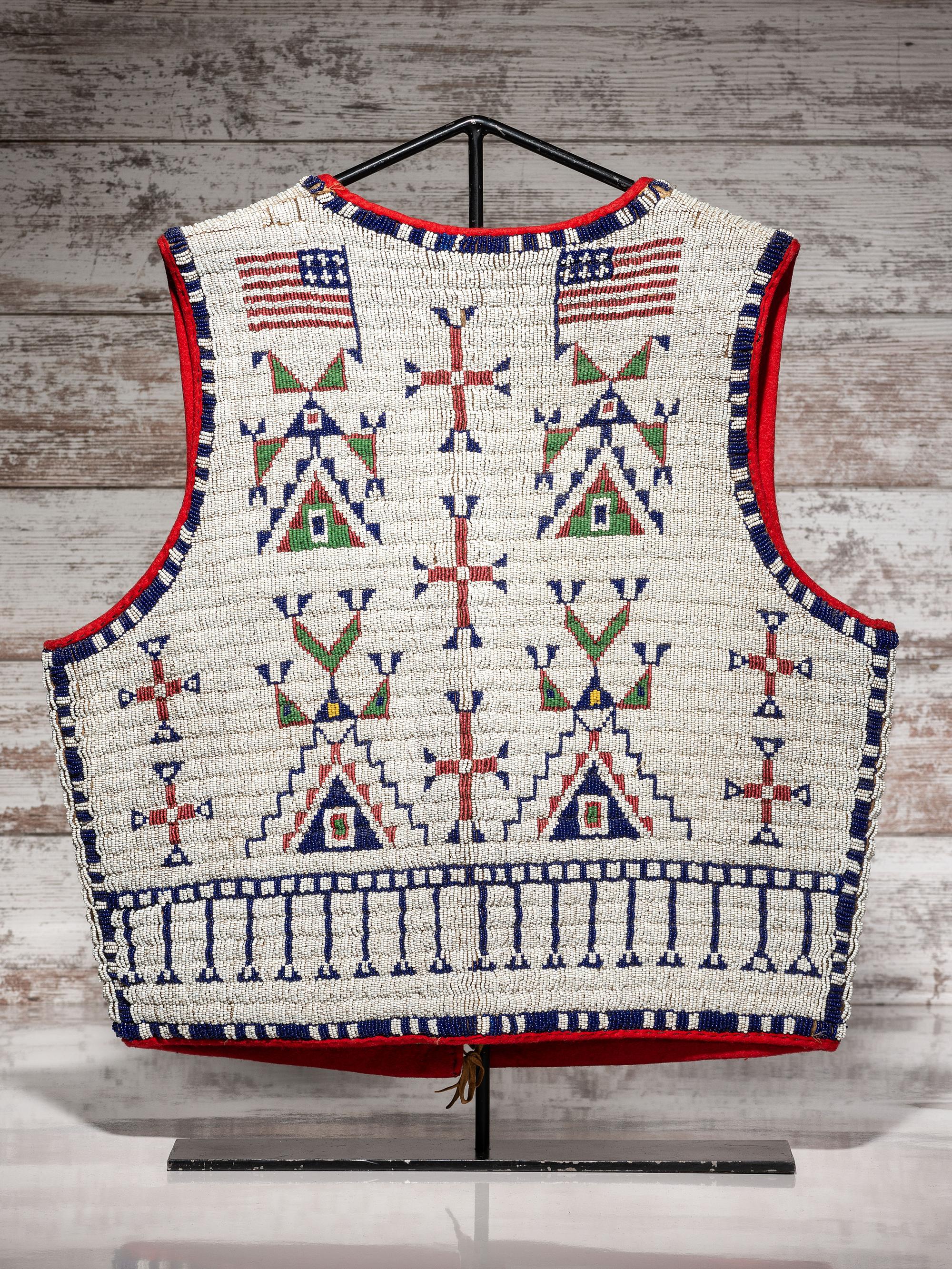 Sioux Beaded Hide Vest, with American Flags