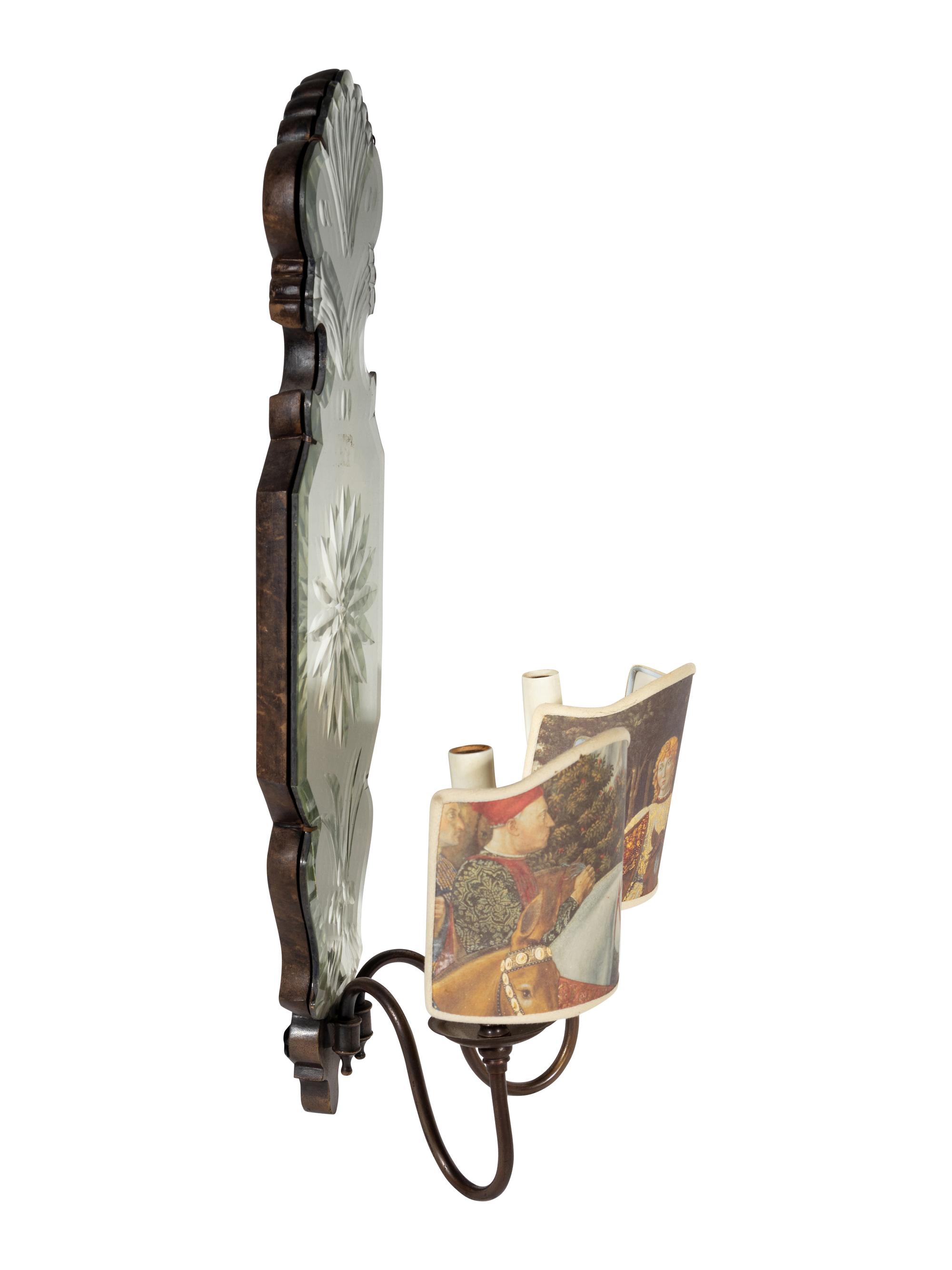 A Venetian Etched Glass Two-Light Sconce