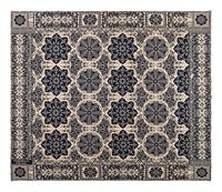 A Blue and White Jacquard Woven Liberty Coverlet