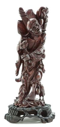 A Carved Japanese Wood Figure Height 10 inches.