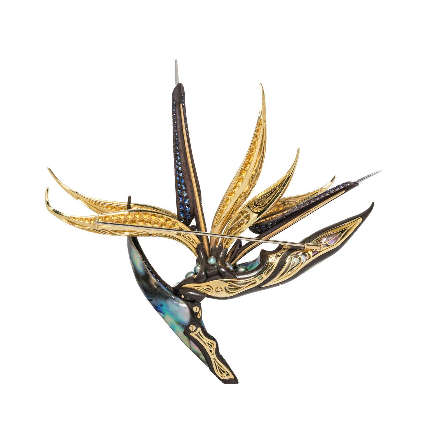 NICHOLAS VARNEY, MULTIGEM BIRD OF PARADISE BROOCH