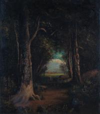 William Keith, (American, 1838-1911), Cattle in Forest