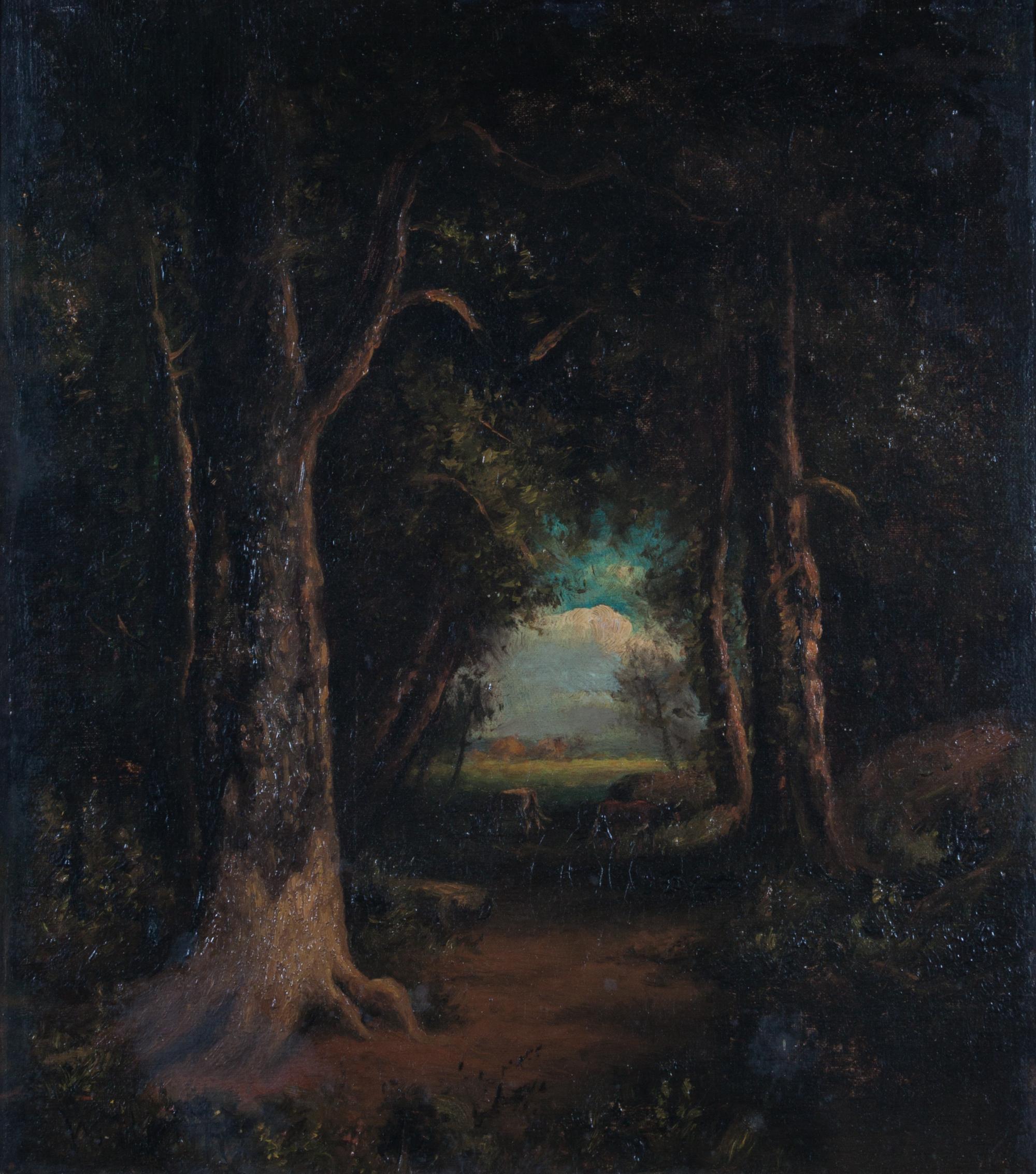 William Keith, (American, 1838-1911), Cattle in Forest