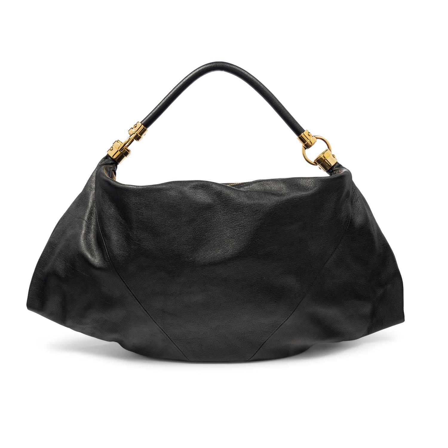 CHLOÉ, 'FOULARD' BLACK LEATHER HOBO BAG