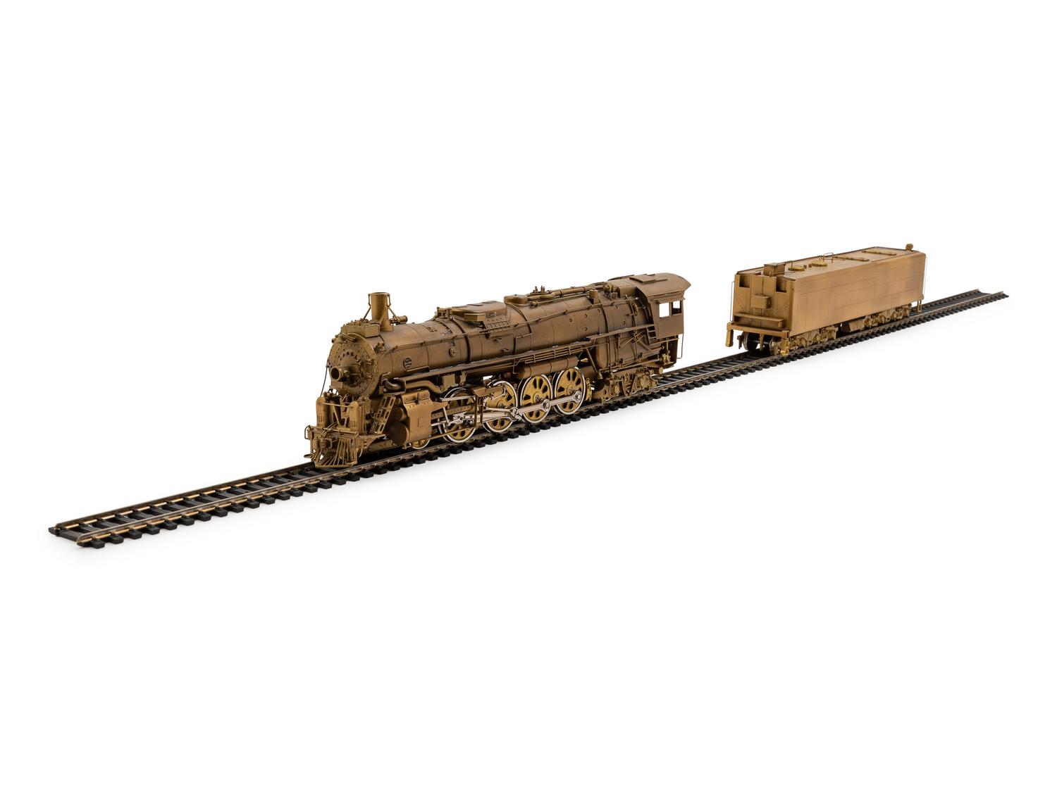 A United Scale Models Brass HO-Gauge Baldwin Locomotive Works 4-8-4 Locomotive and Tender