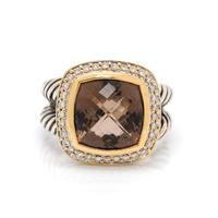 DAVID YURMAN, DIAMOND AND SMOKY QUARTZ 'ALBION' RING