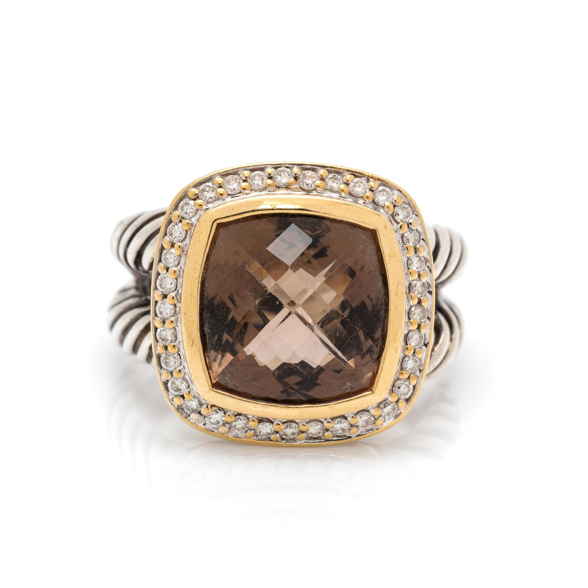 DAVID YURMAN, DIAMOND AND SMOKY QUARTZ 'ALBION' RING