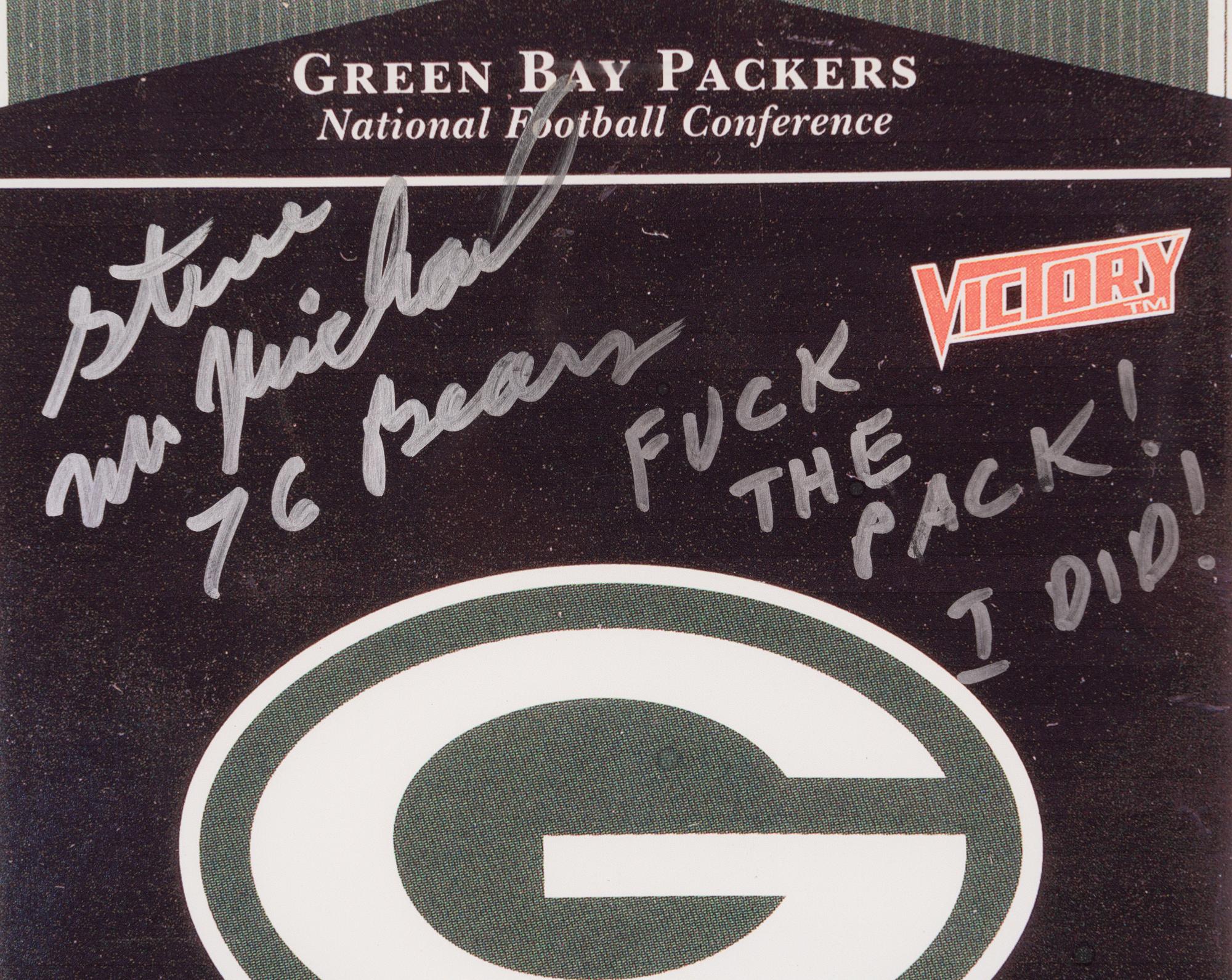 A Unique Chicago Bears Legend Steve McMichael Signed Autograph Display with One of a Kind Inscription