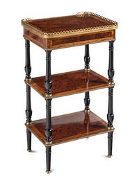 A Napoleon III Part-Ebonized Burl Amboyna Side Table