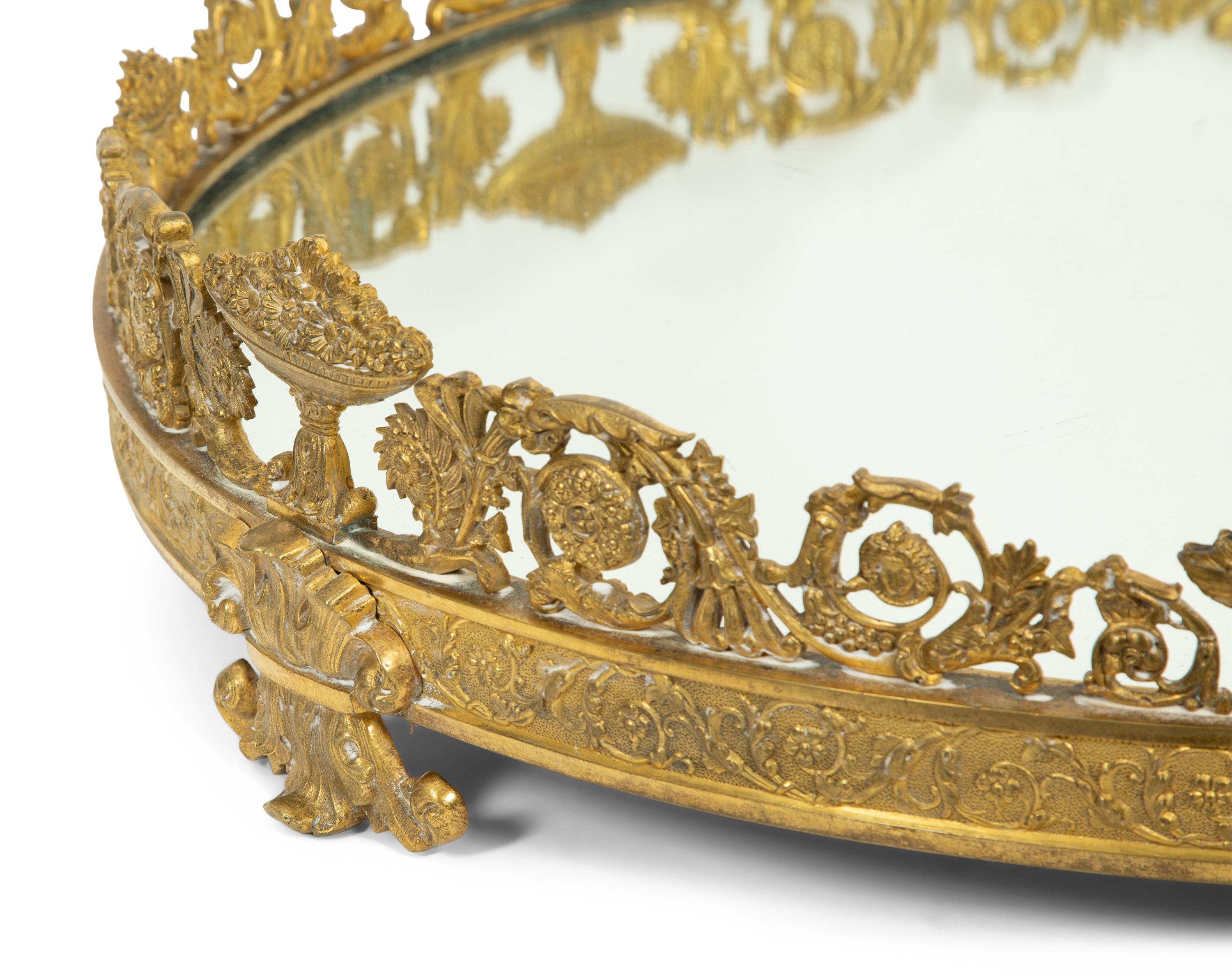 A Louis Philippe Gilt Bronze Mirrored Plateau