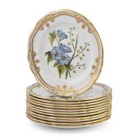 A Set of Twelve Spode Stafford Flowers Porcelain Dessert Plates