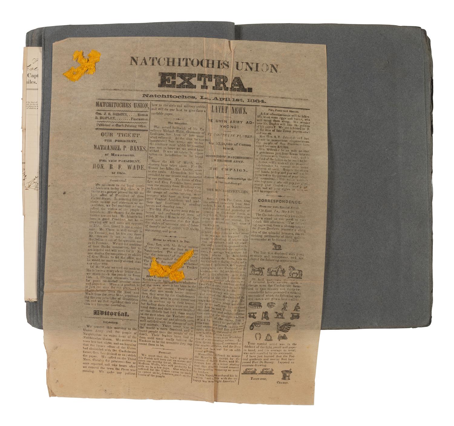 [CIVIL WAR]. Scrapbook related to the service of Major James R. Newell, 8th New Hampshire Volunteers, incl. scarce issue of Natchitoches Union. Extra. [ With: ] Scrapbooks compiled by his widow while serving as a missionary to Turkey in the 1880s.