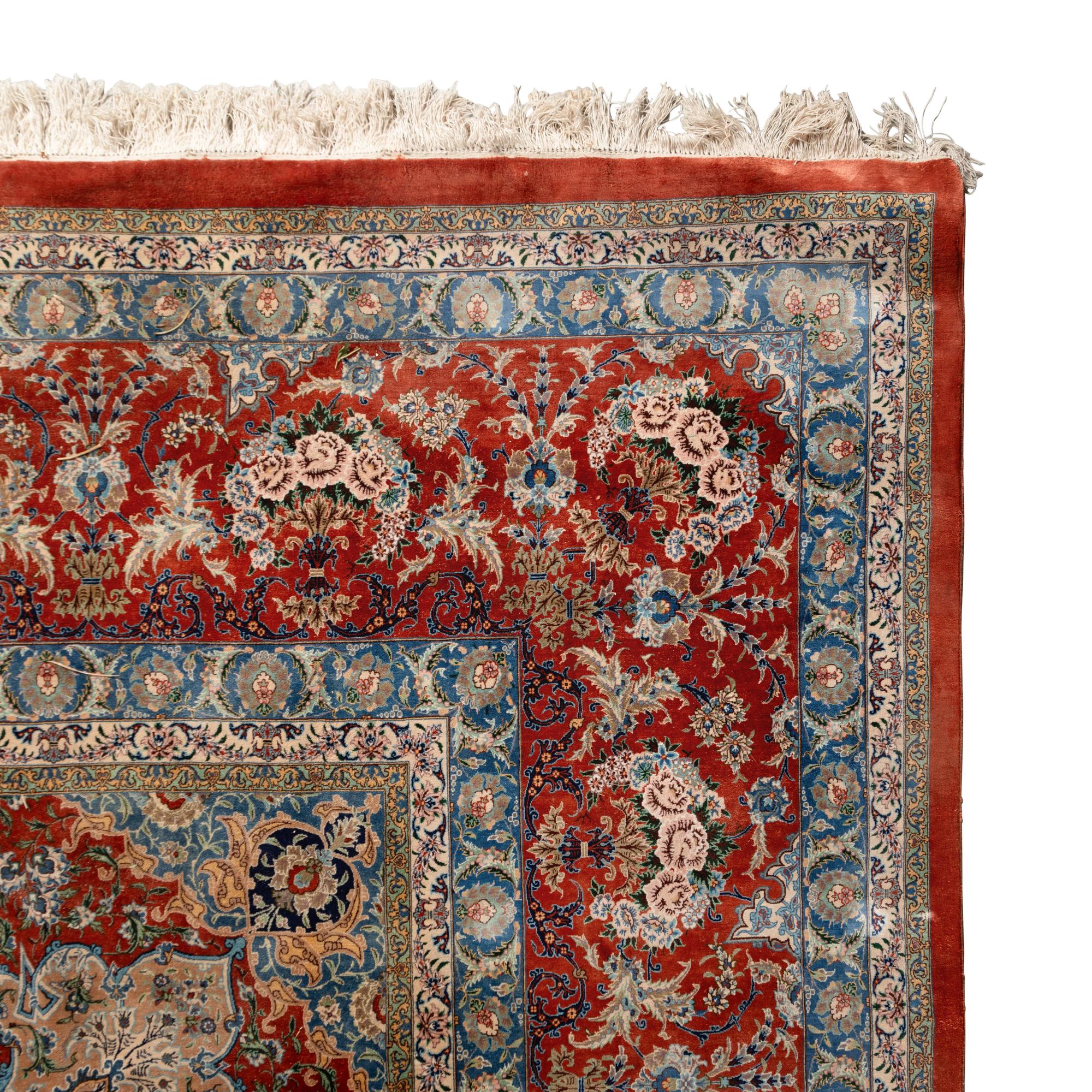 A Tabriz Silk Carpet