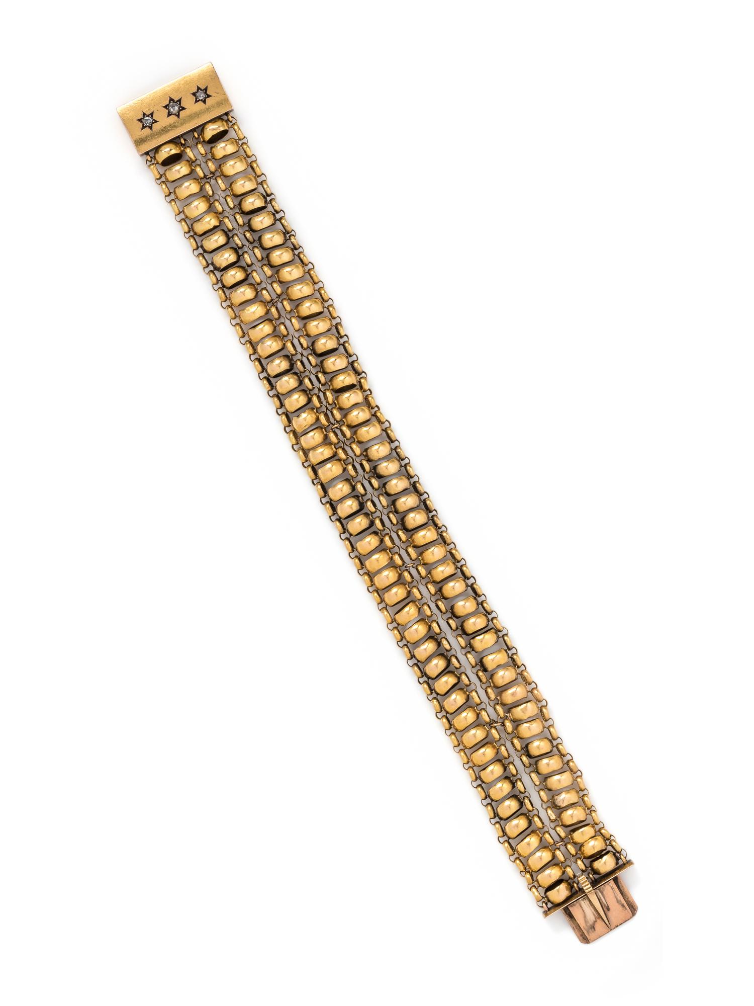 ANTIQUE, YELLOW GOLD AND DIAMOND BRACELET