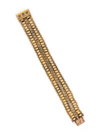 ANTIQUE, YELLOW GOLD AND DIAMOND BRACELET