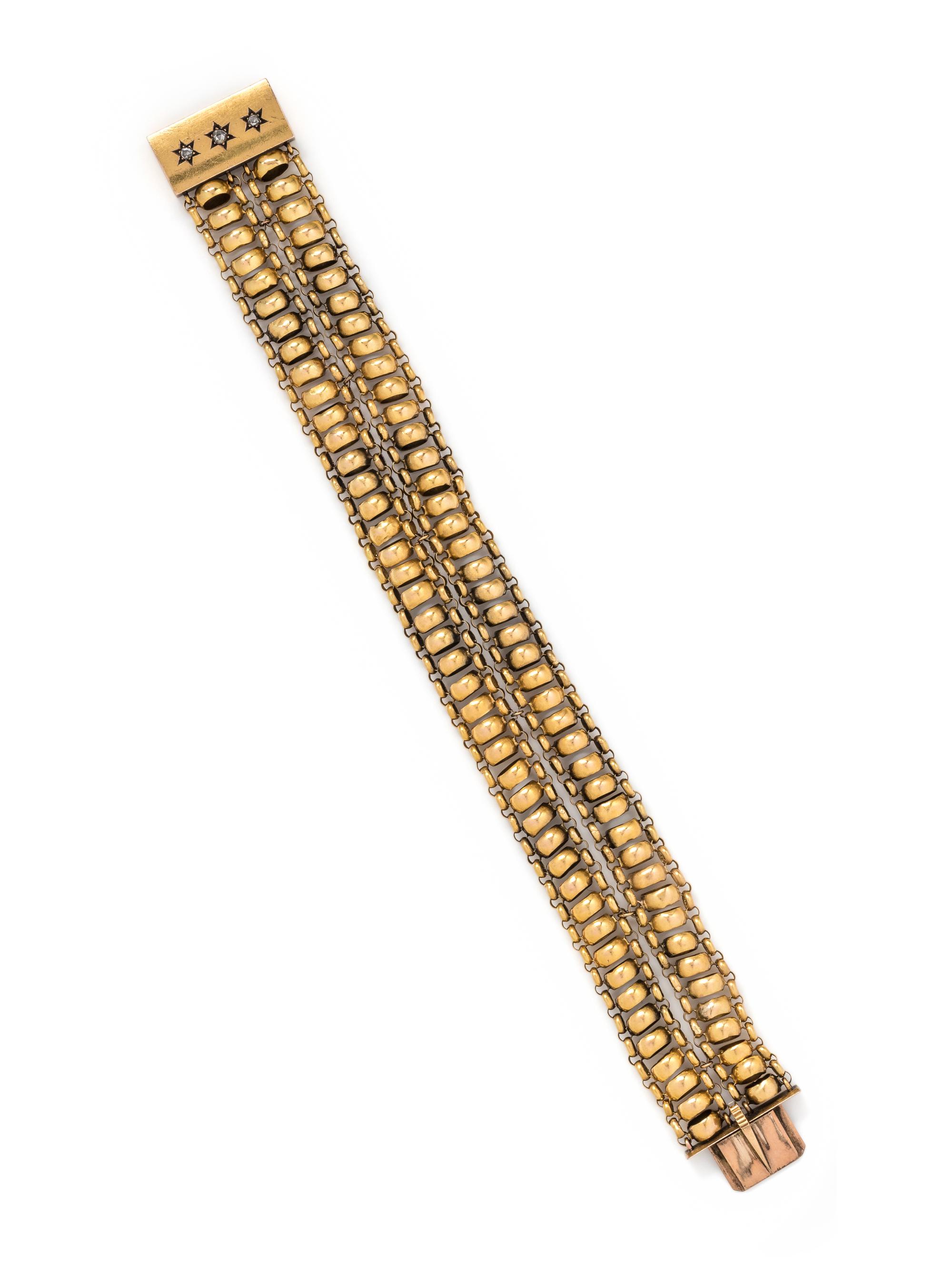 ANTIQUE, YELLOW GOLD AND DIAMOND BRACELET