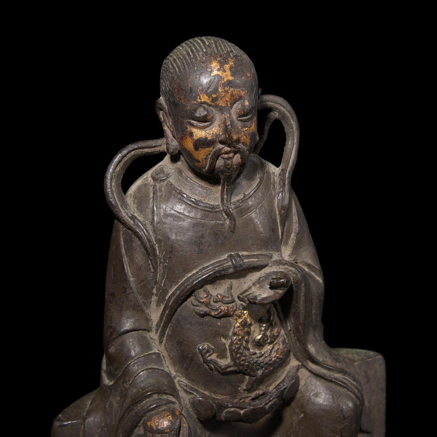 A Chinese Parcel Gilt Bronze Figure of Zhenwu, Ming Dynasty — 明 銅鎏金真武大帝