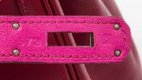 An Hermes Rubis and Rose Tyrien Candy Tadelakt and Chevre Retorne 28cm Kelly Handbag, 11" x 8.5" x 4".