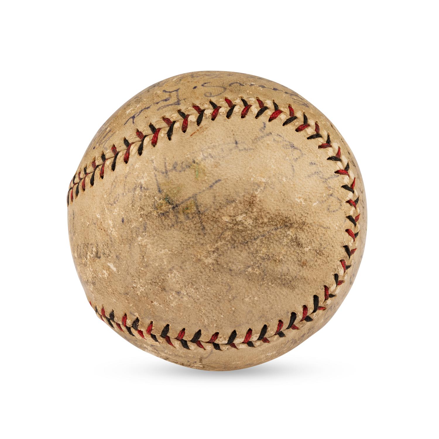A 1929 Chicago Cubs Team Signed Autograph Baseball Featuring Rogers Hornsby (Beckett Authentication Services Letter of Authenticity)
