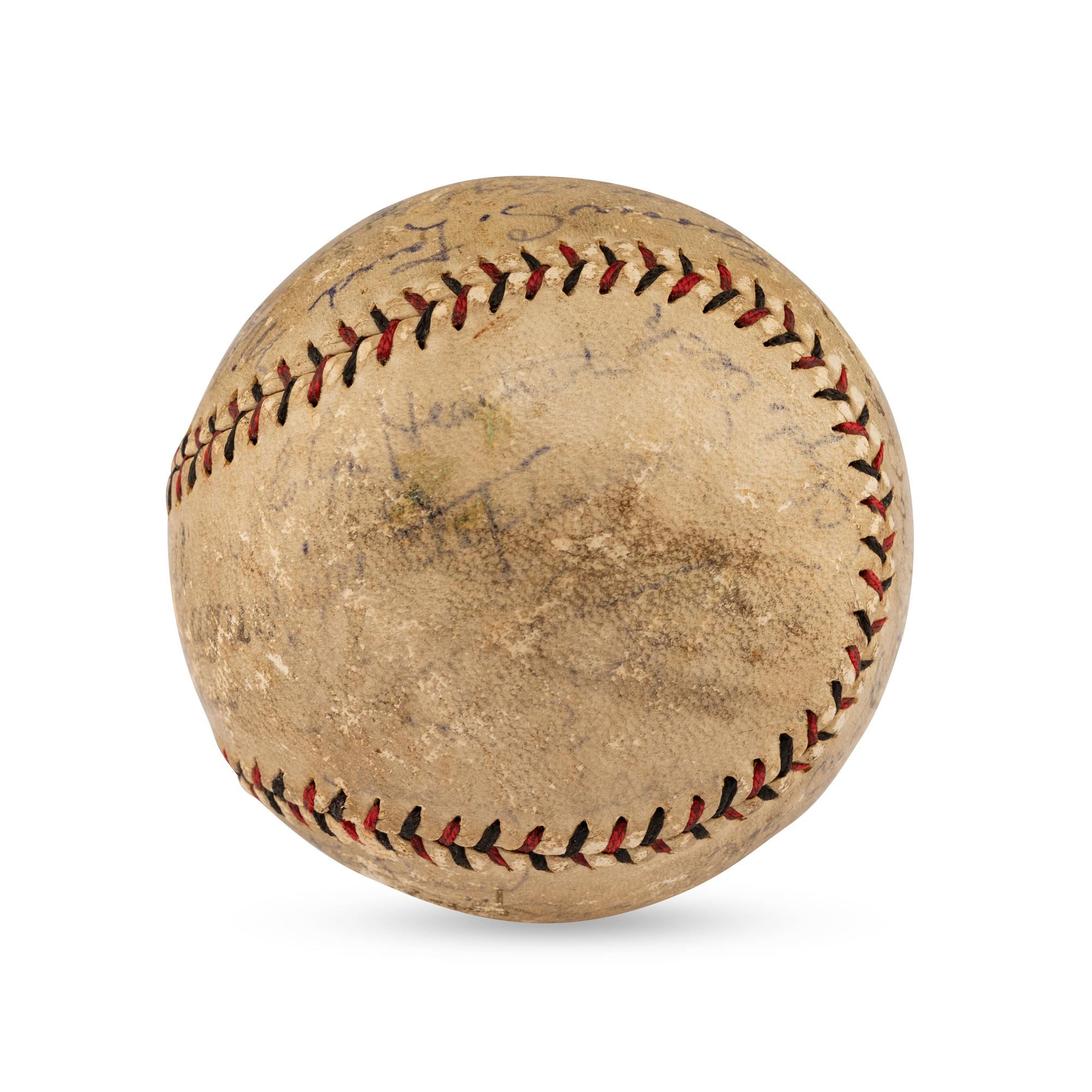 A 1929 Chicago Cubs Team Signed Autograph Baseball Featuring Rogers Hornsby (Beckett Authentication Services Letter of Authenticity)