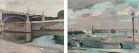 Bridge at Charenton and La Concorde , a pair of paintings Jacques Mauny (French, 1893-1962) and Emile Bouneau (French, 1902-1970)