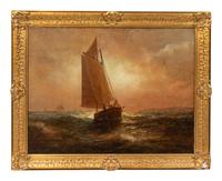 Wesley Elbridge Webber (American, 1841-1914) Sailboat at Sea oil on canvas