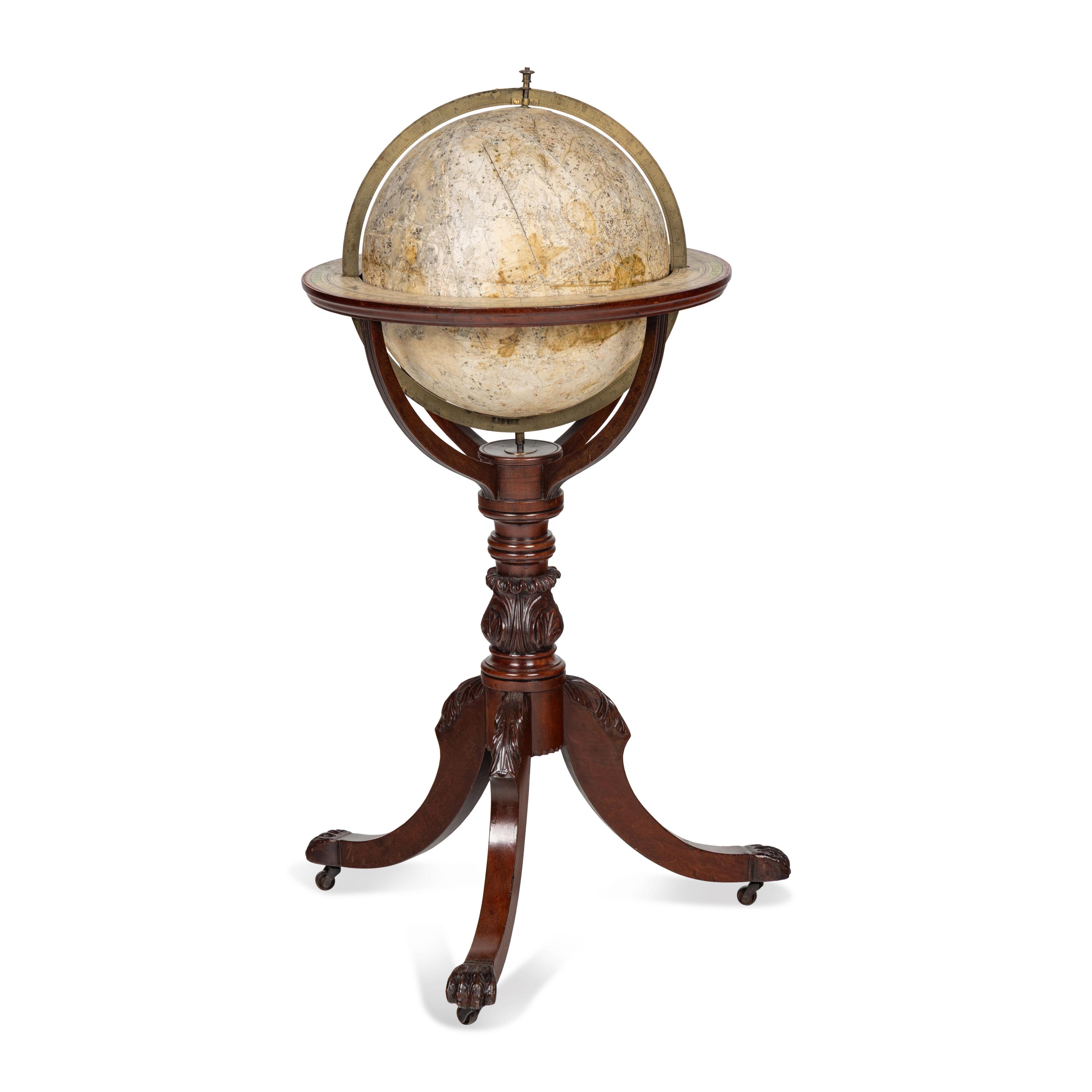 An English 12-Inch Celestial Library Globe on an Associated Mahogany Stand