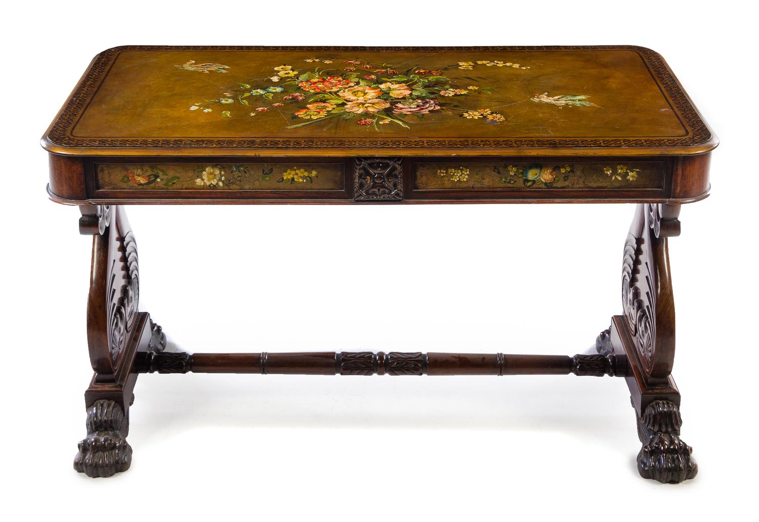 A William IV Painted Sofa Table Height 28 x width 47 1/2 x depth 21 inches. — 19TH CENTURY