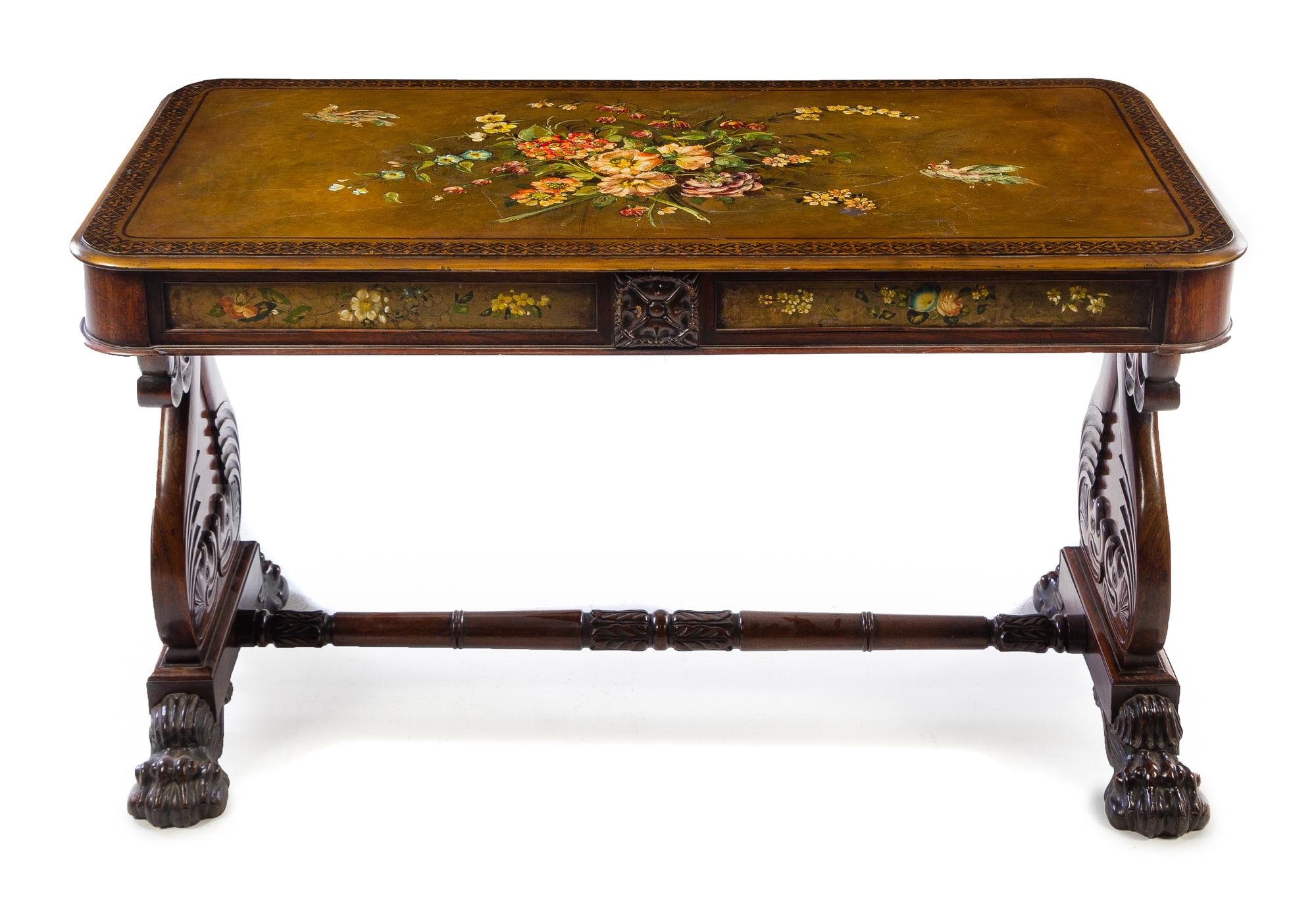 A William IV Painted Sofa Table Height 28 x width 47 1/2 x depth 21 inches. — 19TH CENTURY