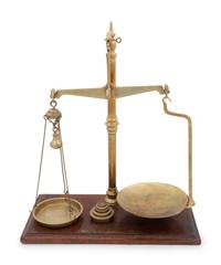A Pair of English Brass Scales with Weights