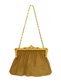 ANTIQUE, YELLOW GOLD, DIAMOND AND SAPPHIRE MESH PURSE